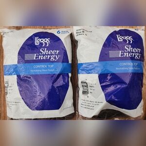 L'eggs Sheer Energy Control Top Pantyhose Total 12 Pair (6) Off Black (6) Coffee